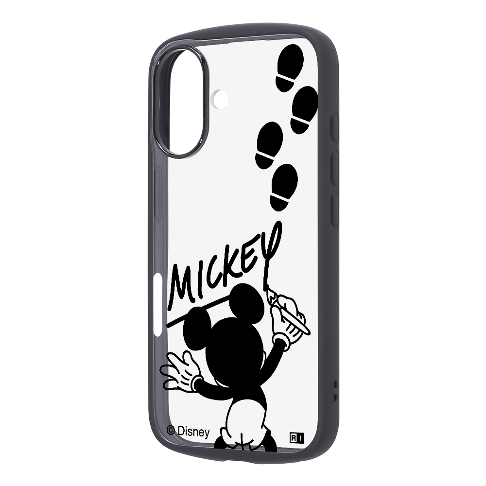 iPhone 16 / ディズニー / Puffull 衝撃吸収 バンパー ハイブリッドケース / ミッキーマウスサイン