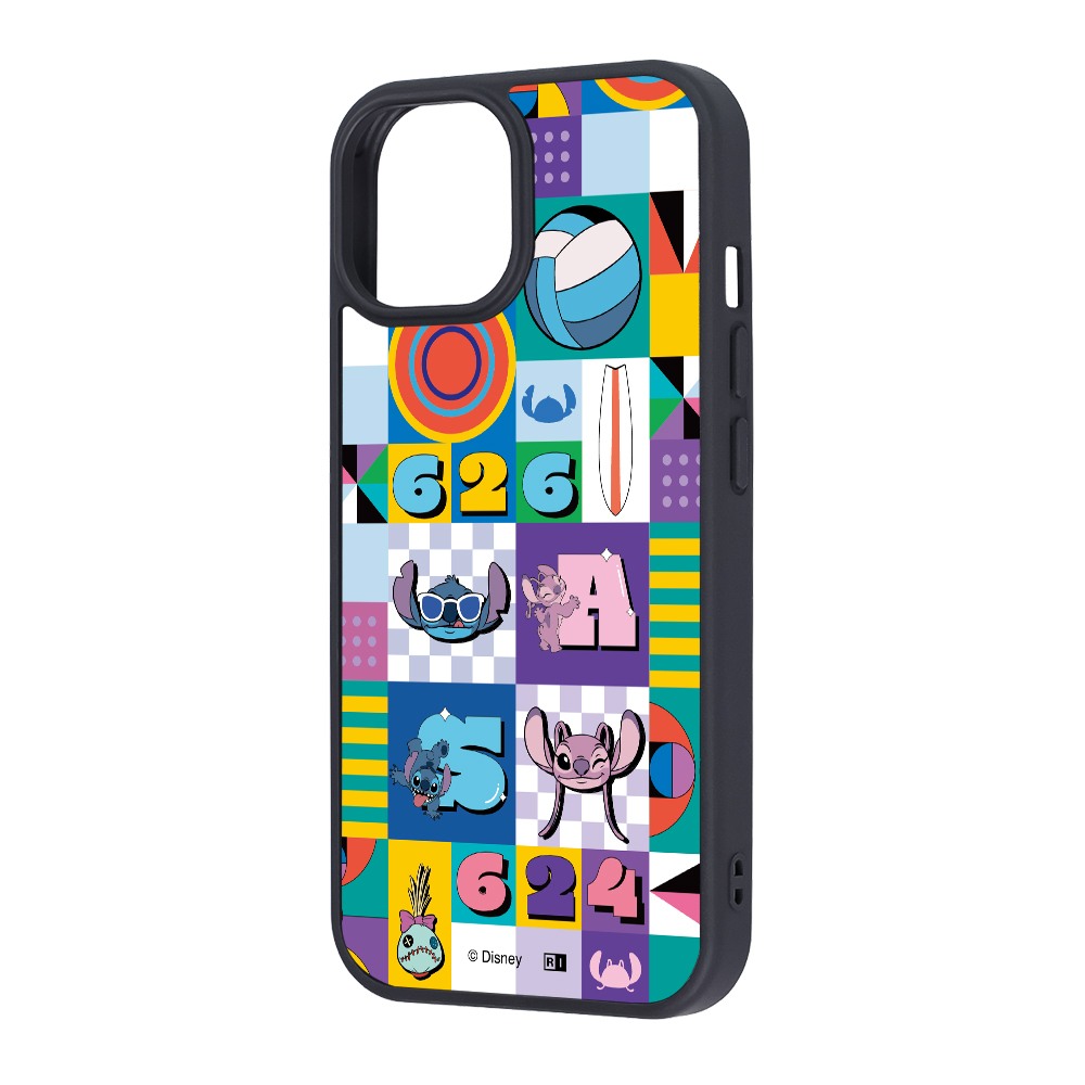 iPhone 15/14/13 / ディズニー / maru 衝撃吸収 バンパー ハイブリッドケース / スティッチとエンジェル_総柄