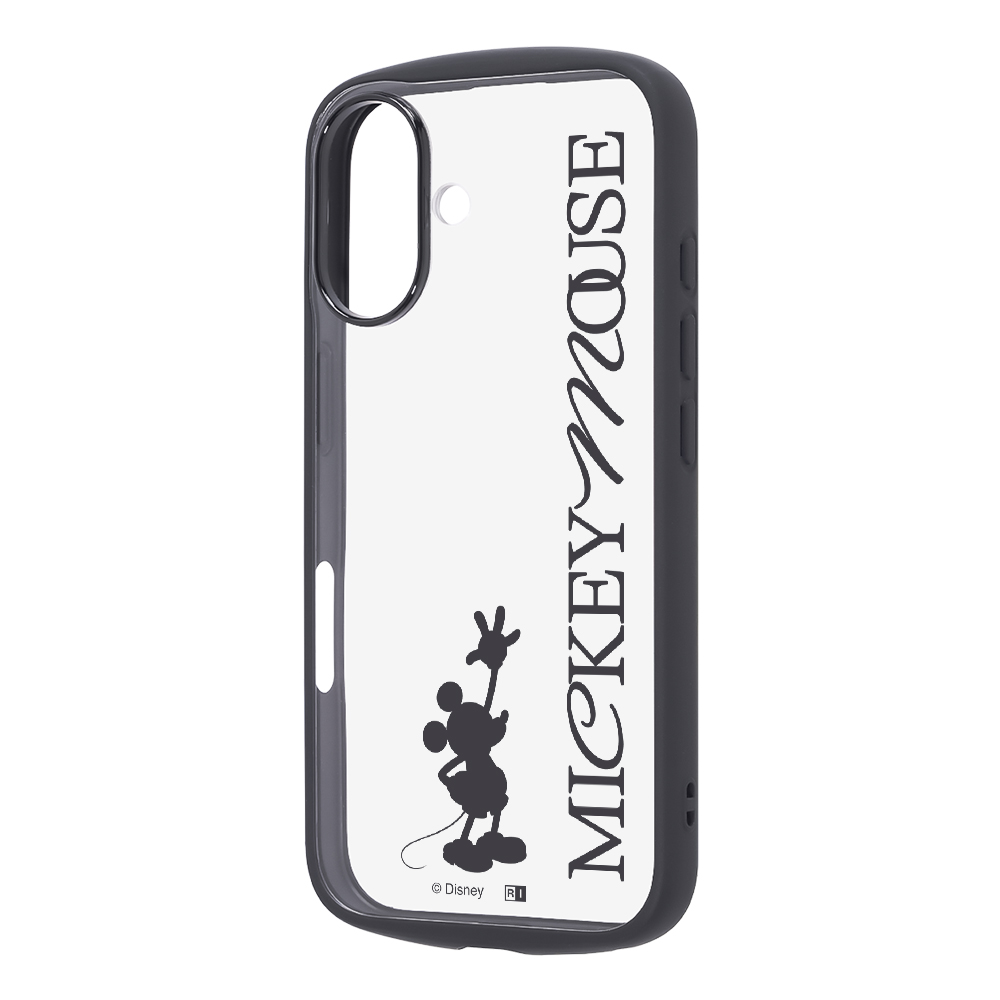 iPhone 16 / ディズニー / Puffull 衝撃吸収 バンパー ハイブリッドケース / ミッキーマウス _シルエット_B