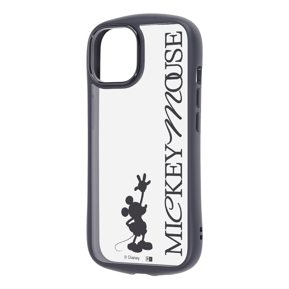 iPhone 15/14/13 / ディズニー / Puffull 衝撃吸収 バンパー ハイブリッドケース / ミッキーマウス _シルエット_B