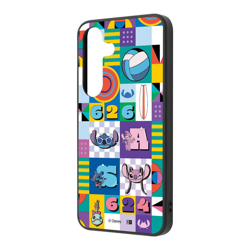 Galaxy S25 / ディズニー / maru 衝撃吸収 バンパー ハイブリッドケース / スティッチとエンジェル_総柄