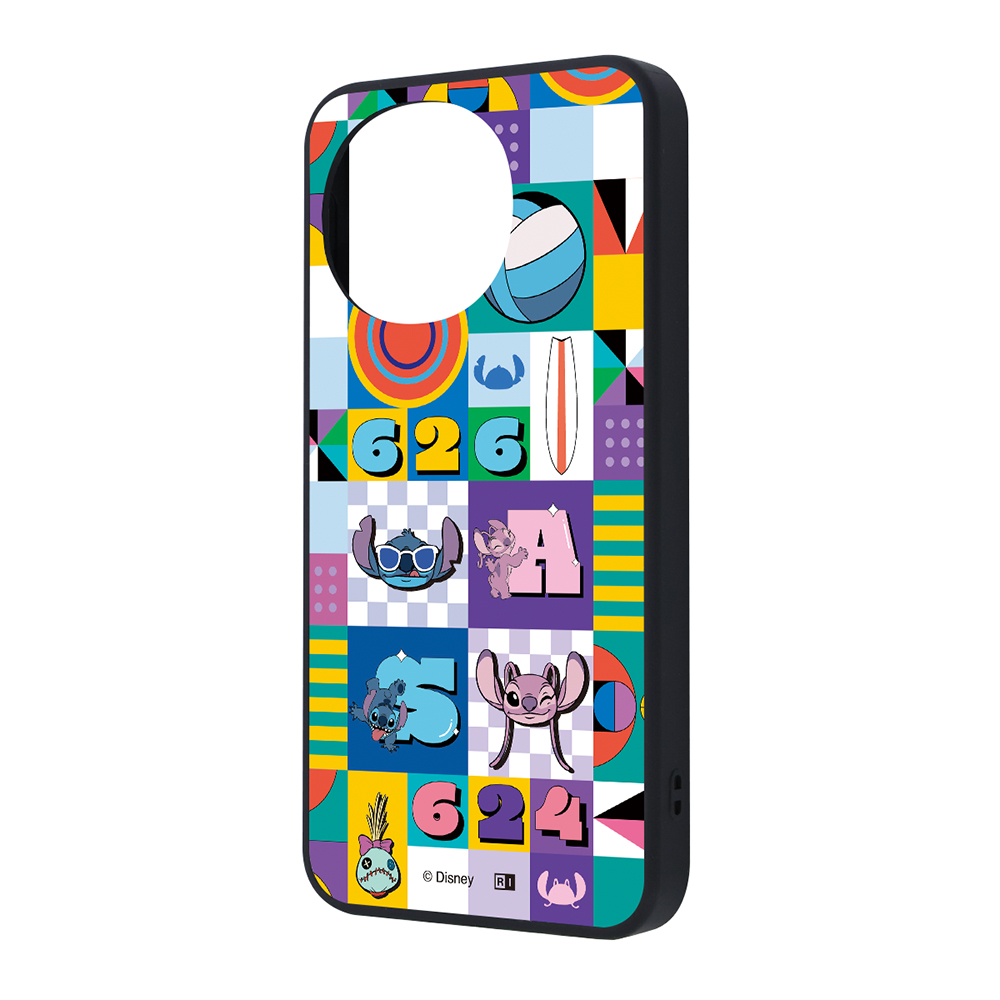 AQUOS sense9 / ディズニー / maru 衝撃吸収 バンパー ハイブリッドケース / スティッチとエンジェル_総柄