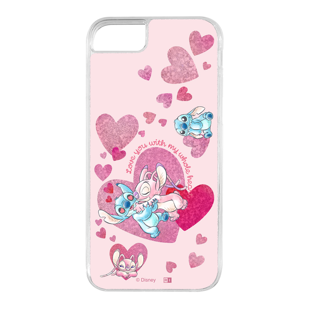 iPhone SE 第3世代/SE 第2世代/8/7 / ディズニー / 衝撃吸収 バンパー 動く キラキラ ラメ グリッターケース / スティッチとエンジェル_ハート