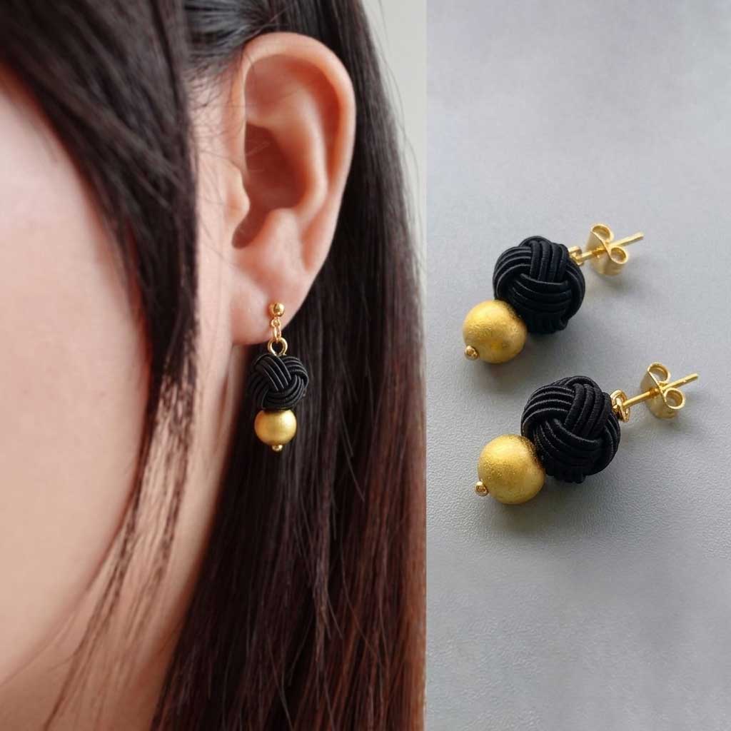 箔水引　たま(黒)　イヤリング/ピアス