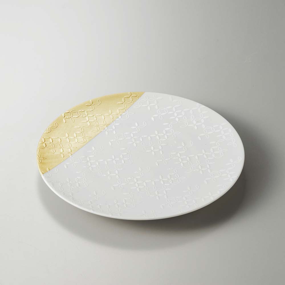 箔小紋　白磁プレート　七宝【区分B】