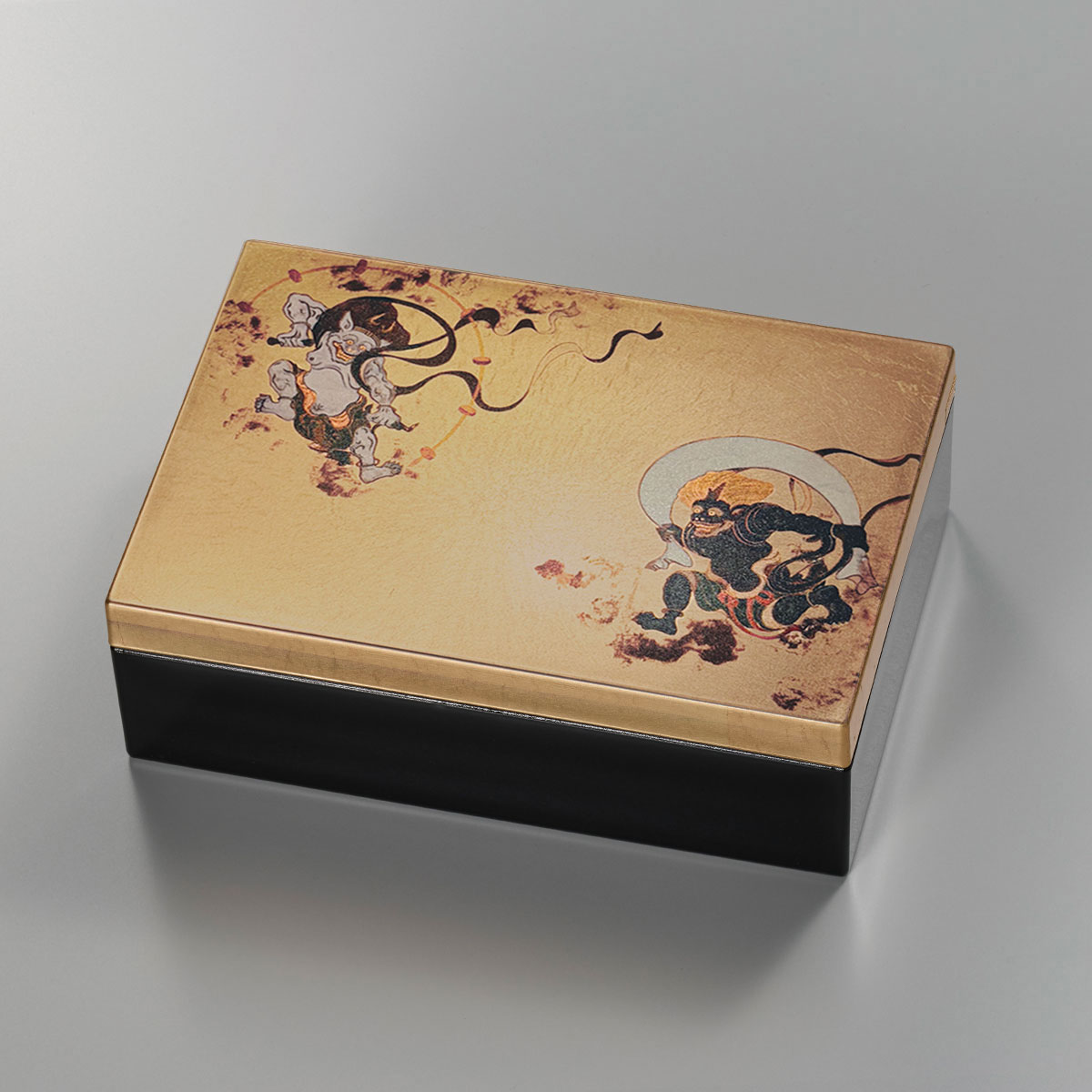 箔名画　アクセサリーボックス　風神雷神