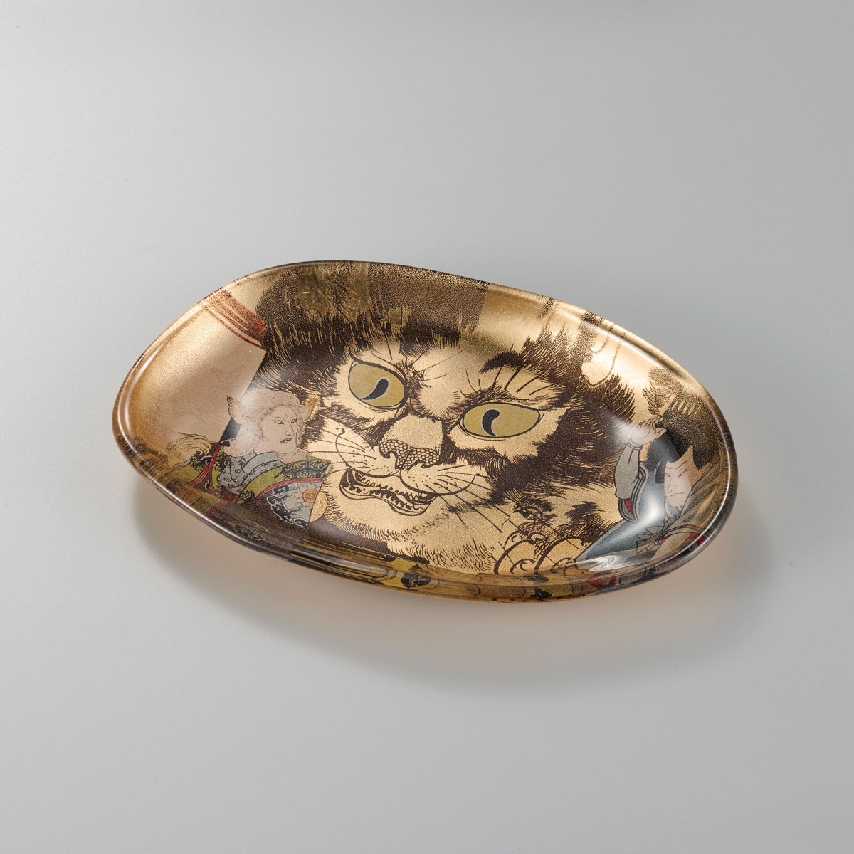 箔名画　ガラストレー（金）　化け猫