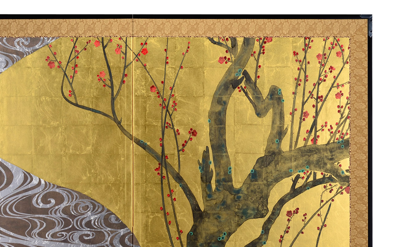 二曲一双屏風 紅白梅図 | HAKUICHI BUSINESS｜日本らしい金箔の