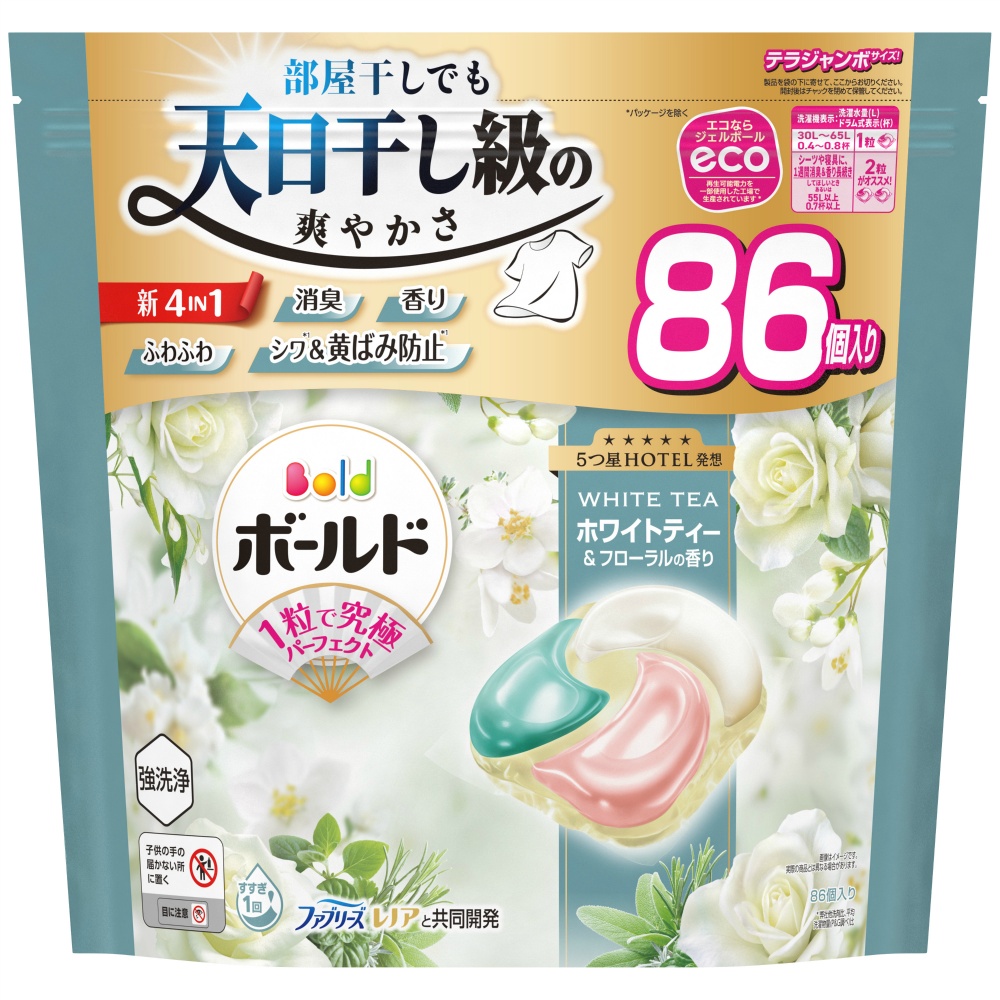 ボールドジェルボール４Ｄ心弾けるホワイトティー＆フローラルの香りつめかえテラジャンボサイズ