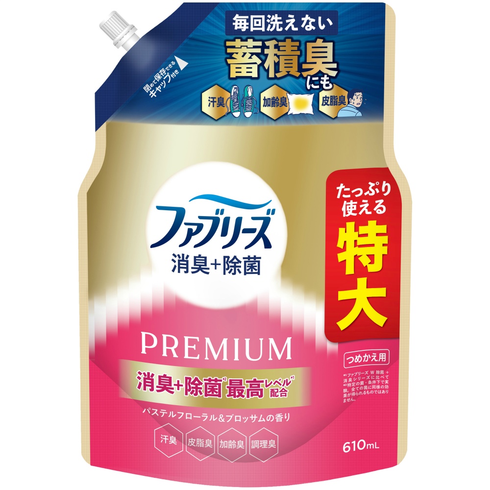ファブリーズ消臭＋除菌プレミアムパステルフローラル＆ブロッサムの香りつめかえ特大サイズ