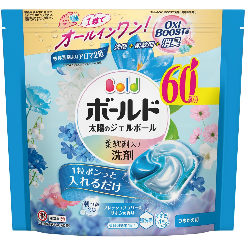ボールドジェルボール４Ｄフレッシュフラワー＆サボンの香りつめかえメガジャンボサイズ