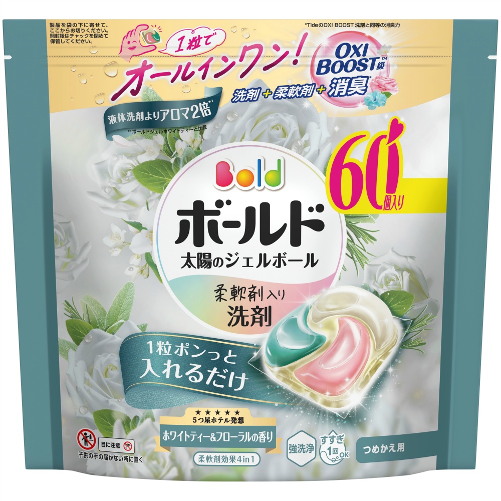 ボールドジェルボール４Ｄホワイトティー＆フローラルの香りつめかえメガジャンボサイズ