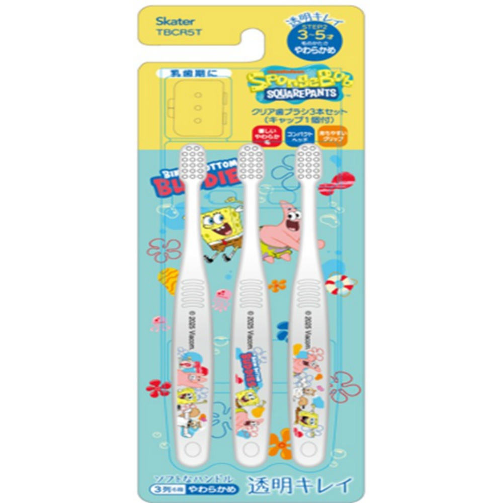 クリア歯ブラシ３本セット　スポンジ・ボブ　ＴＢＣＲ５Ｔ