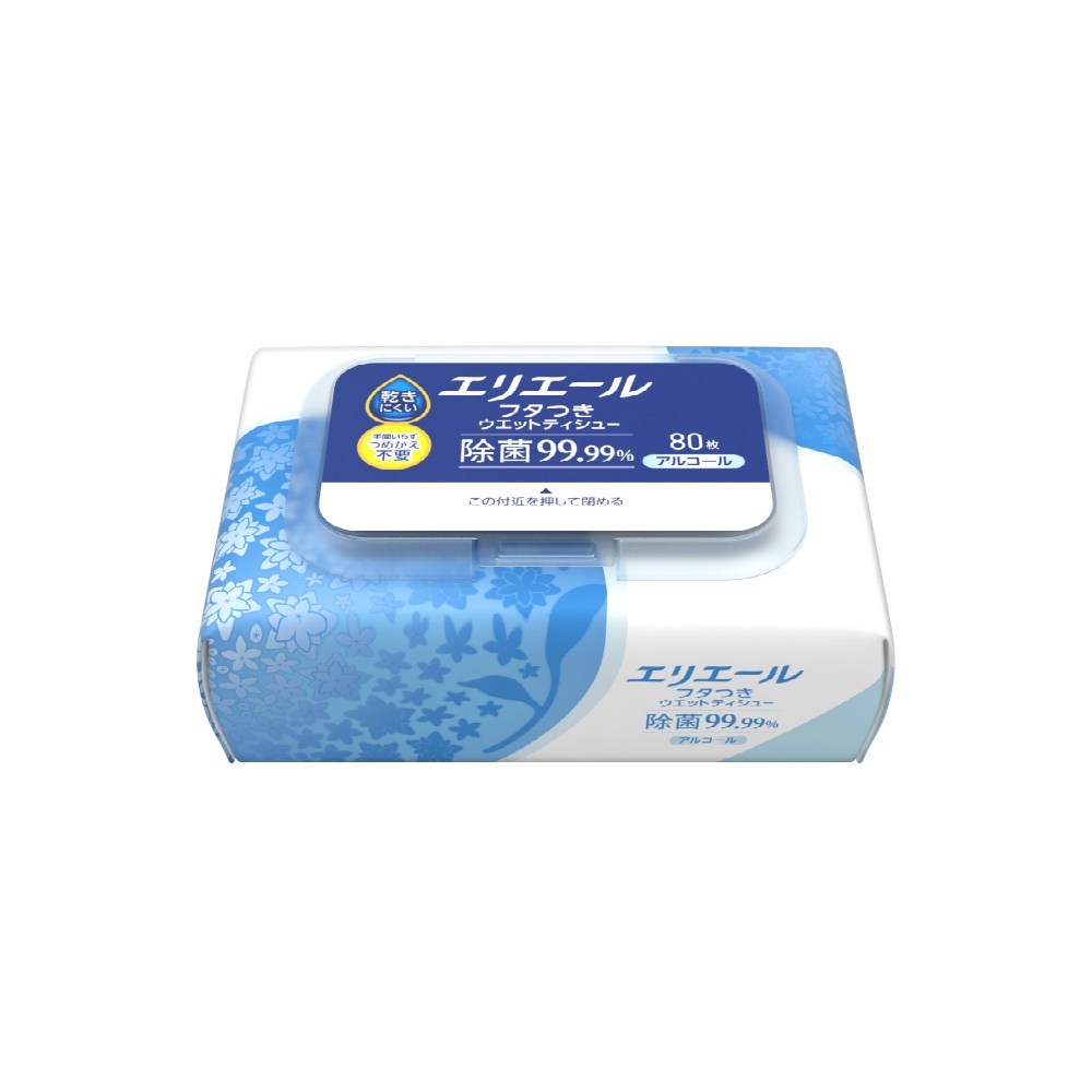 エリエールフタつきウエットティシュー　除菌９９．９９％アルコール