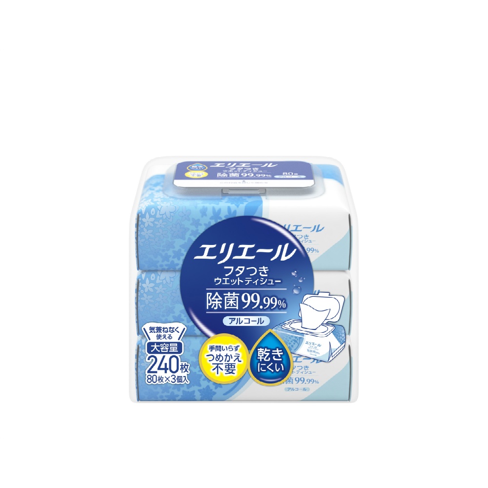 エリエールフタつきウエットティシュー　除菌９９．９９％アルコール
