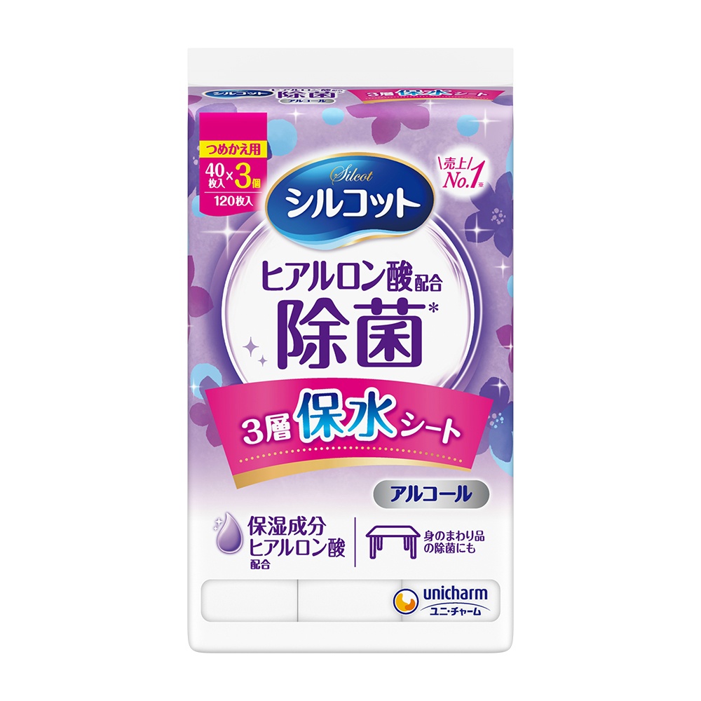 シルコットアルコール除菌ウェットティッシュ詰替４０枚×３個パック