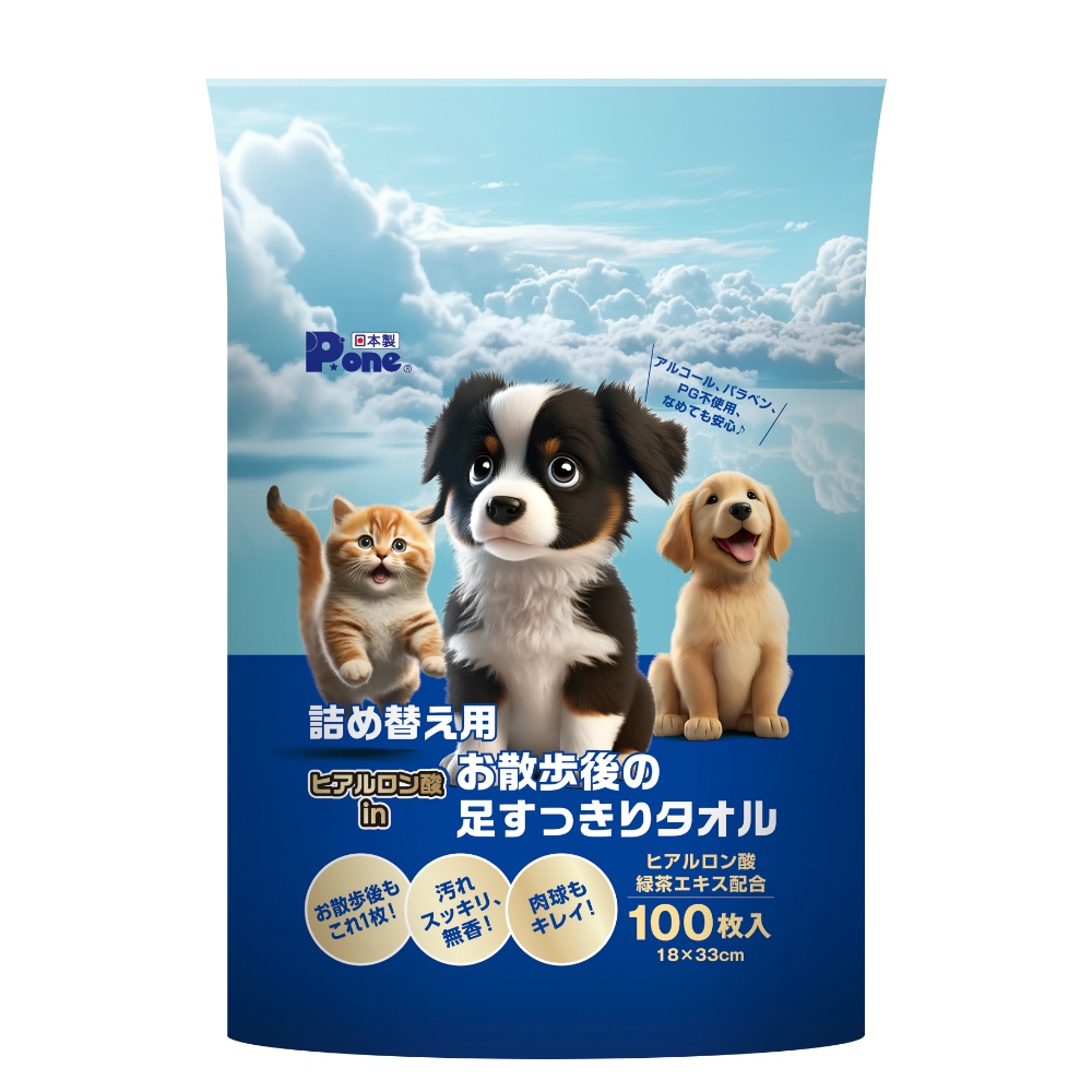 ヒアルロン酸ｉｎお散歩後の足すっきりタオル１００枚　詰め替え用