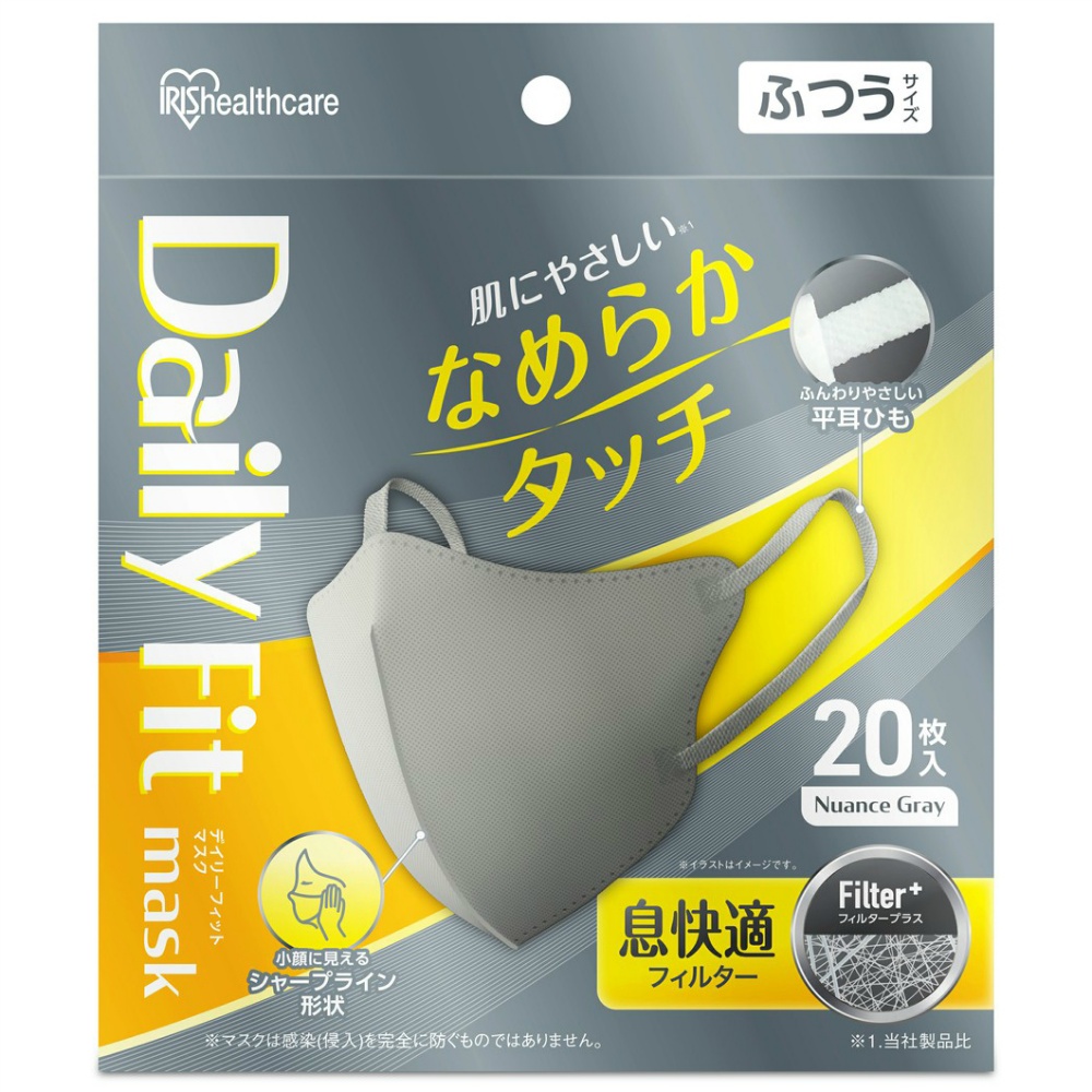 ＤＡＩＬＹ　ＦＩＴ　ＭＡＳＫ　なめらかタッチ　立体　ふつうサイズ　ニュアンスグレー　ＲＮ－ＤＨ２０ＳＸＨ