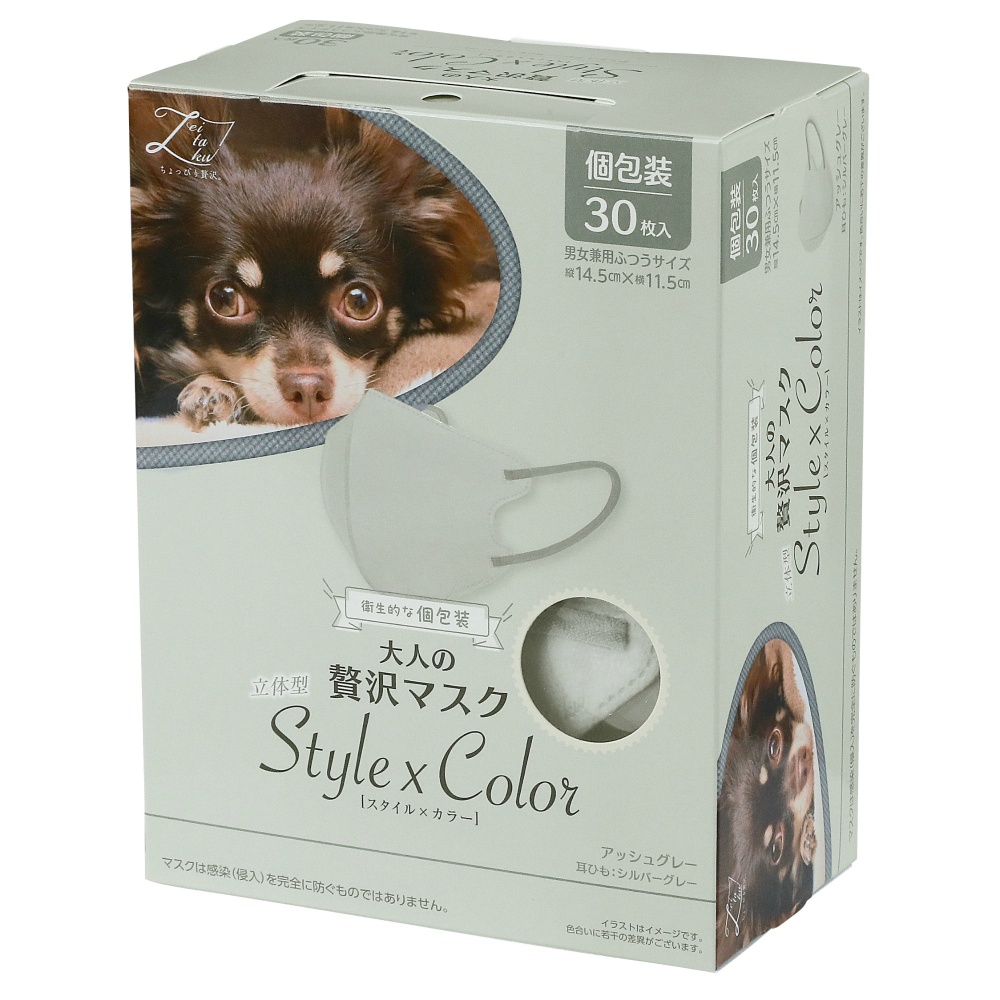 大人のぜい沢マスクＳｔｙｌｅｘＣｏｌｏｒ　アッシュグレー個包装