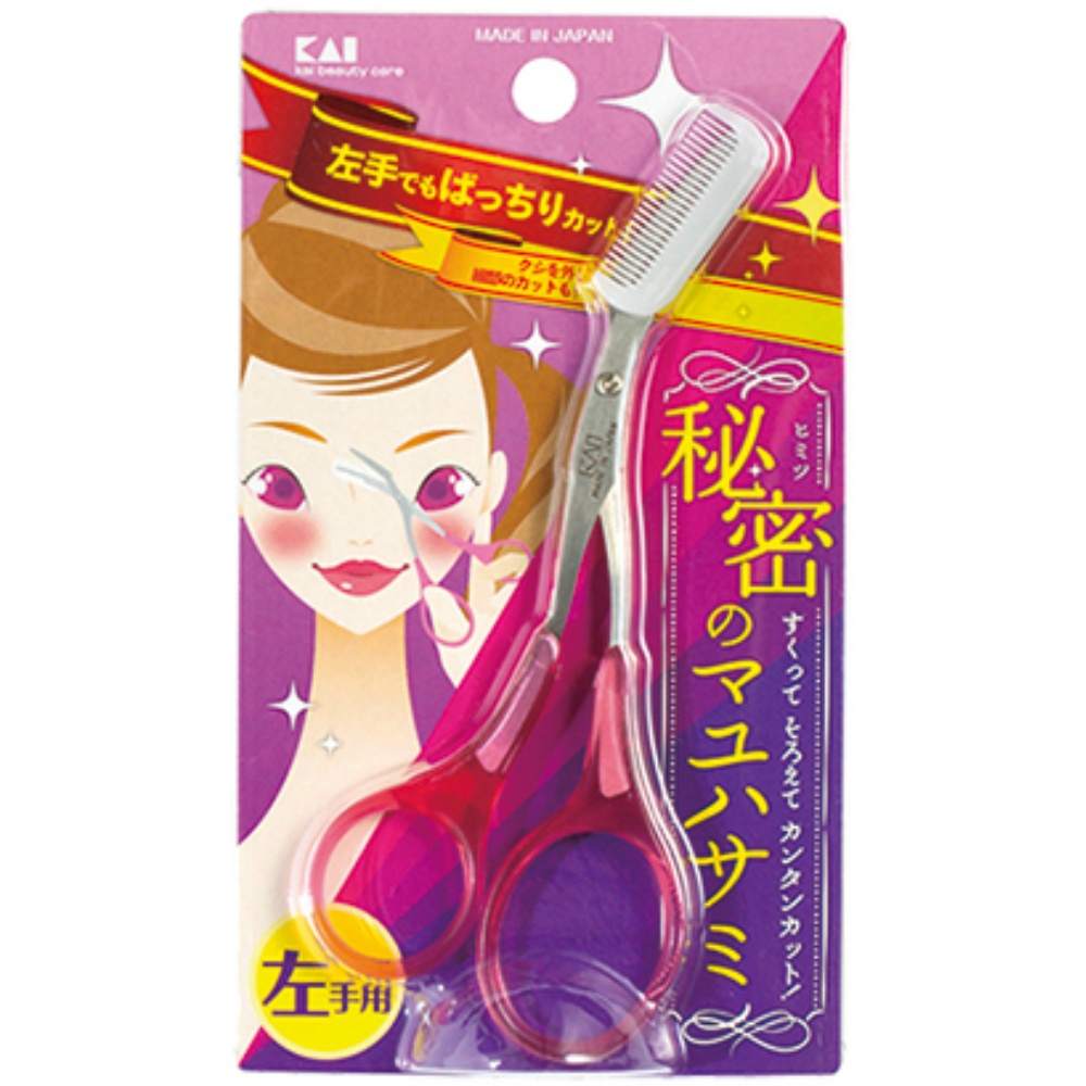ＫＱ３０３４　クシ付きマユハサミ（左手用）ピンク