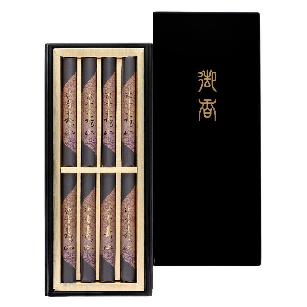 沈香寿山　塗箱短寸８入