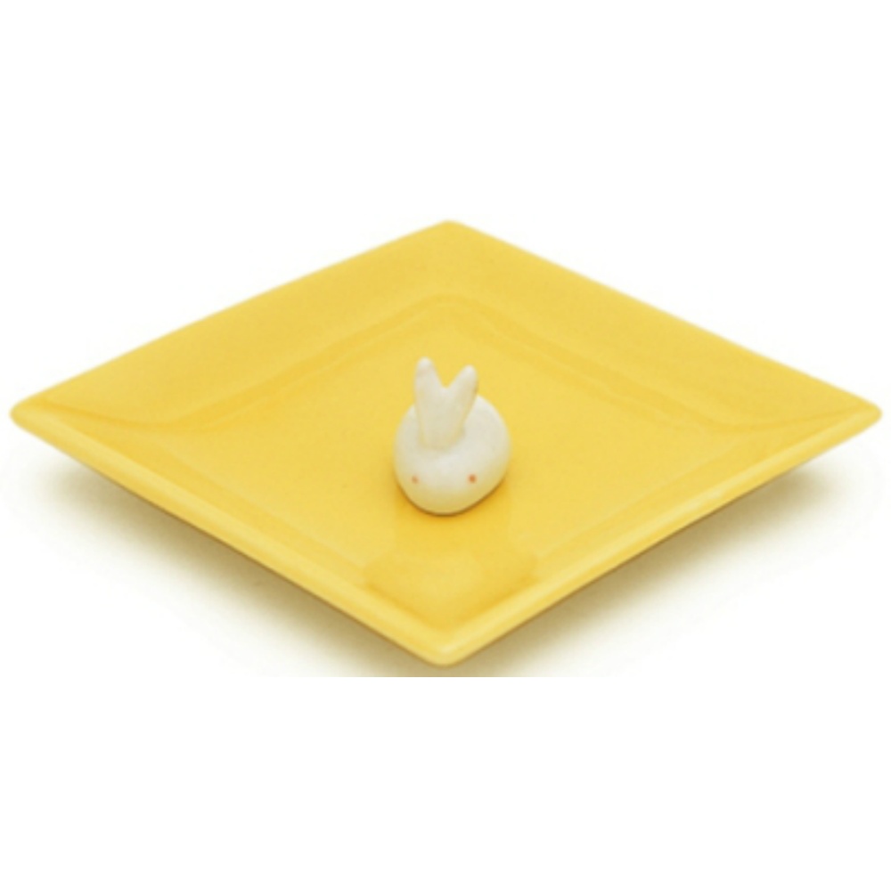 陶器香皿＆ウサギ香立（イエロー）