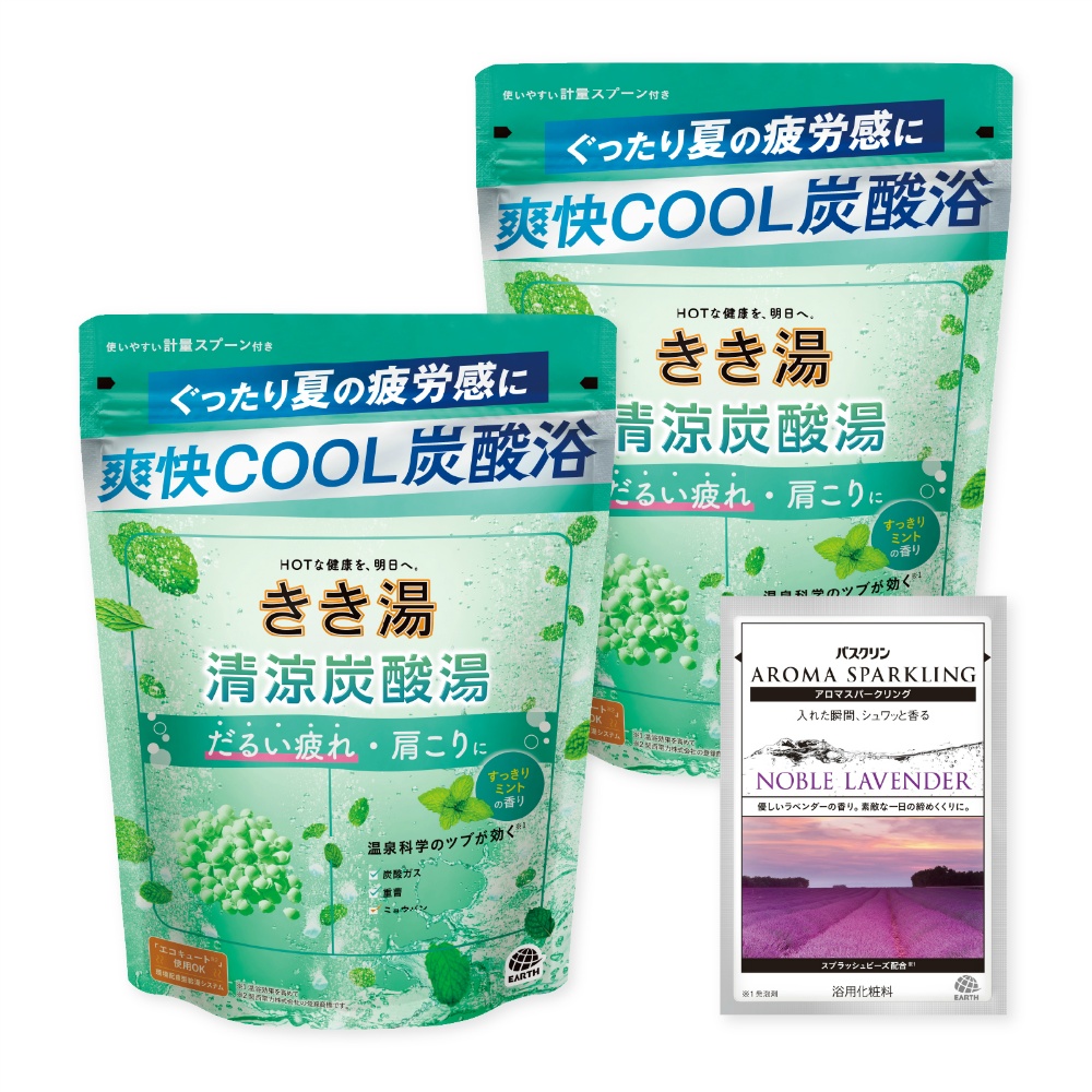 きき湯清涼炭酸湯すっきりミントの香り３６０ｇ２個セット３０ｇ分包付き