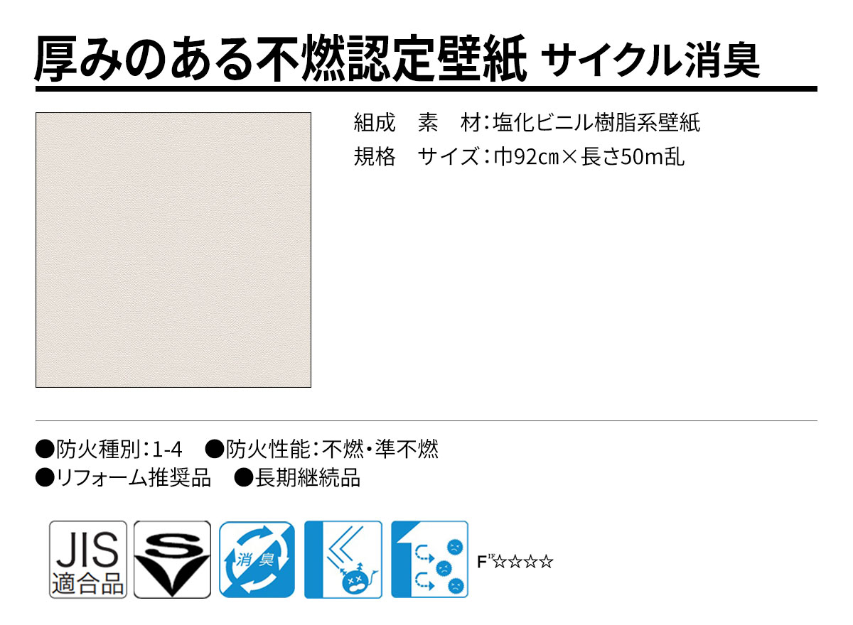 DECOPOWER(デコパワー) 厚みのある不燃認定壁紙 規格・サイズ