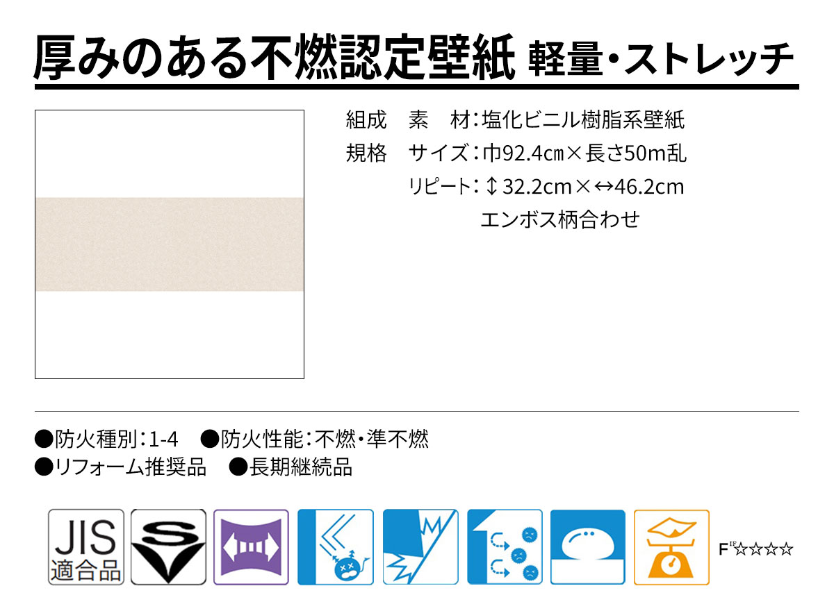 DECOPOWER(デコパワー) 厚みのある不燃認定壁紙 規格・サイズ