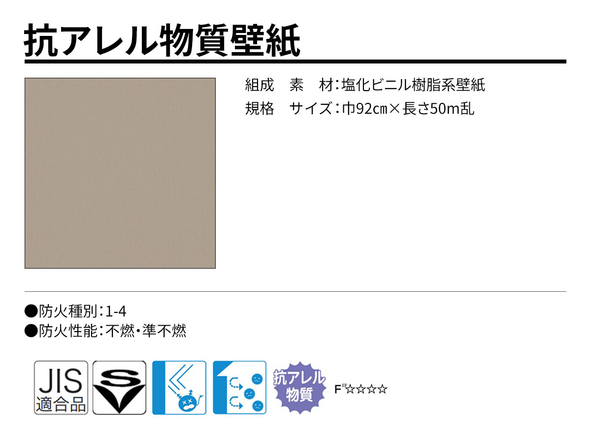 DECOPOWER(デコパワー) 抗アレル物質壁紙 規格・サイズ