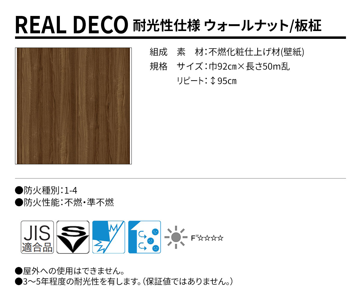 グランウォールコレクション REAL DECO 耐光性仕様 規格・サイズ