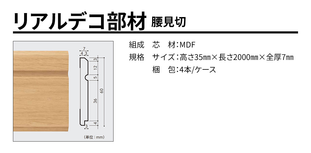 リアルデコ部材 腰見切 規格・サイズ
