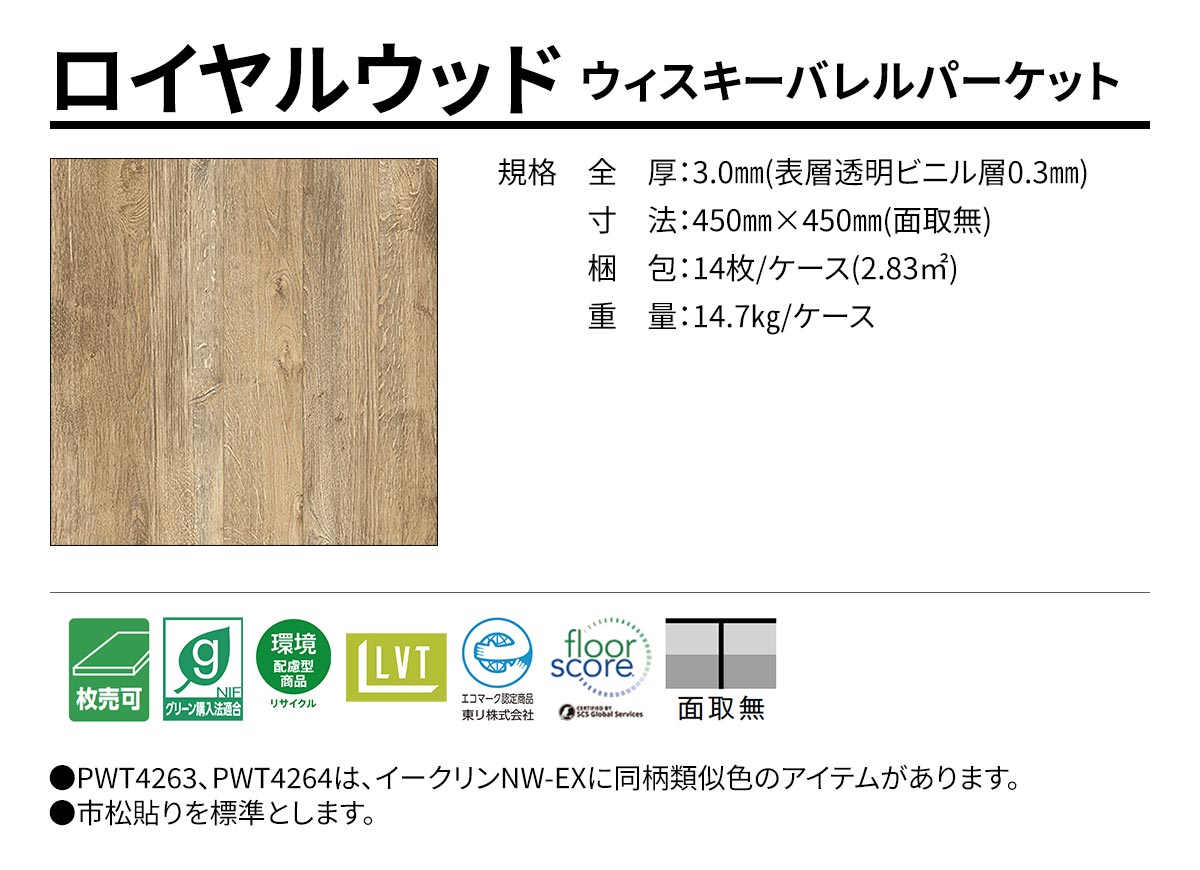 ロイヤルウッド ウィスキーバレルパーケット 規格・サイズ