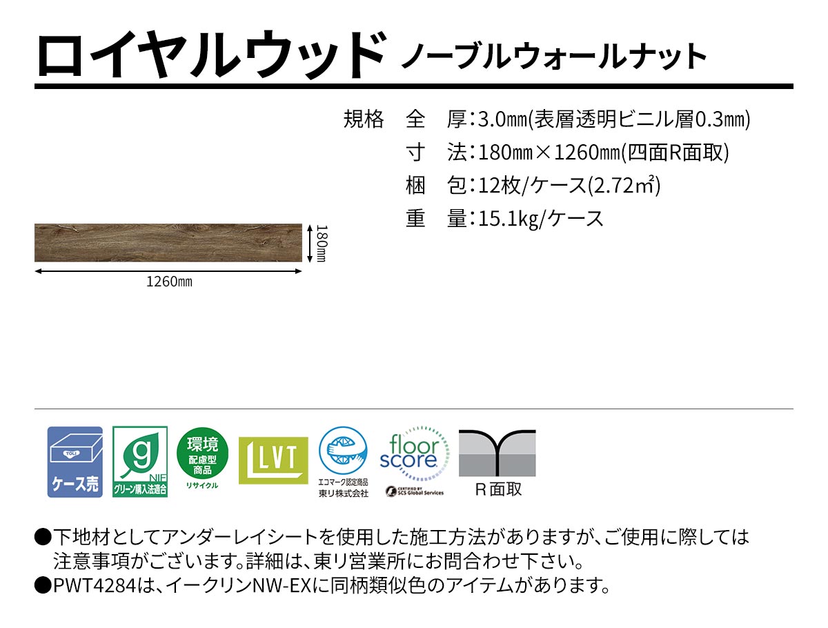 ロイヤルウッド ノーブルウォールナット 規格・サイズ