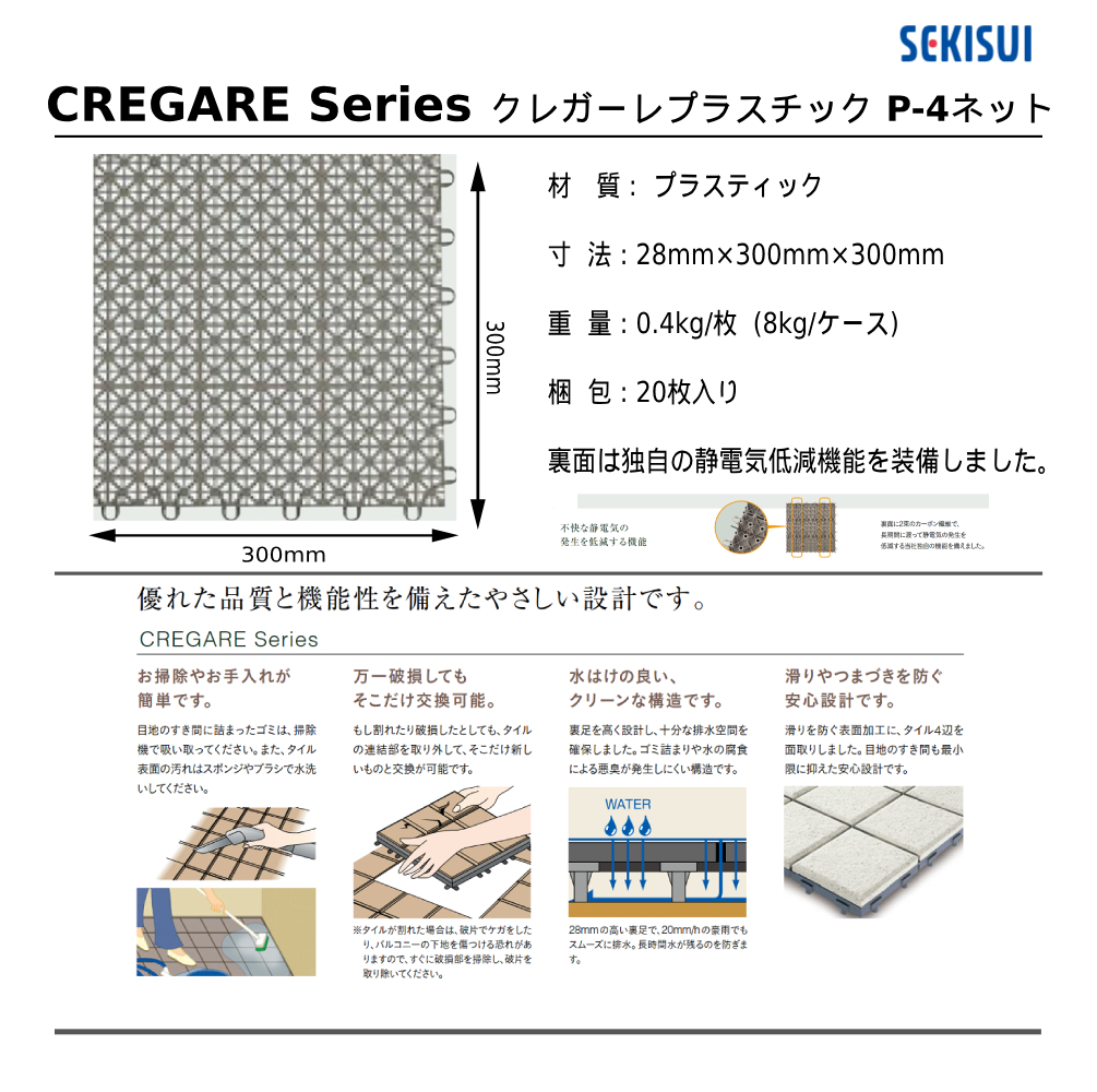 セキスイクレガーレ プラスチック P-4ネット規格・サイズ