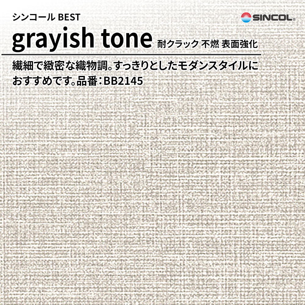 シンコール sincol BEST 2025-27 grayish tone 耐クラック 不燃 表面強化 品番：BB2145 上代1,090円/㎡（税抜）