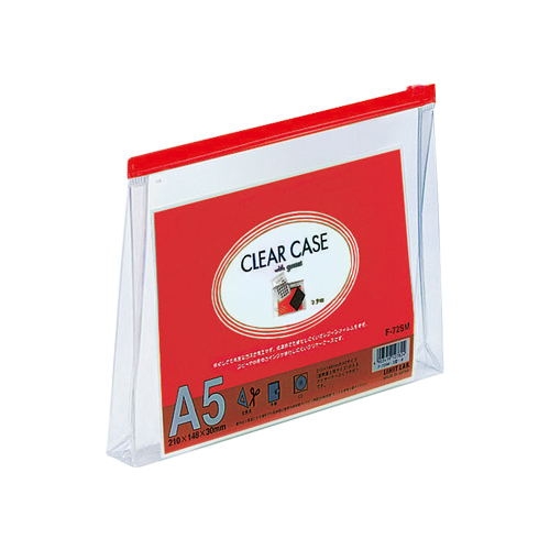 リヒトラブ　Ｆ－７２ＳＭアカ　クリヤーケース　マチ付　Ａ５　赤