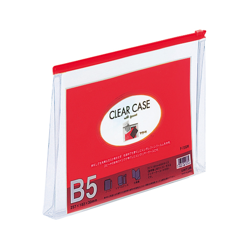 リヒトラブ　Ｆ－７３ＳＭアカ　クリヤーケース　マチ付　Ｂ５　赤