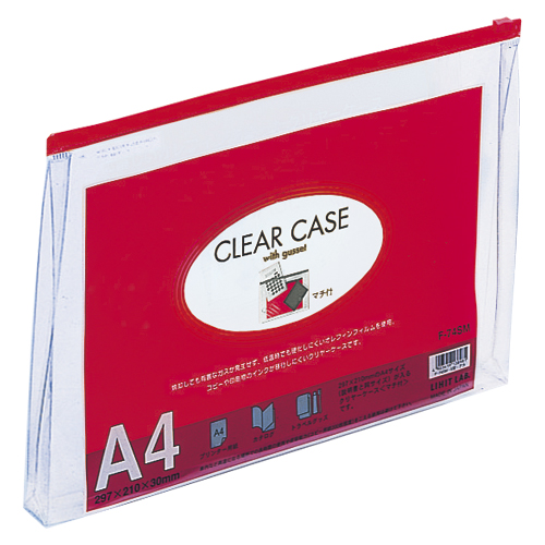 リヒトラブ　Ｆ－７４ＳＭアカ　クリヤーケース　マチ付　Ａ４　赤