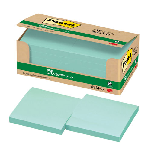 スリーエム　６５４１－Ｇ　ポストイット再生紙エコノパック　グリーン