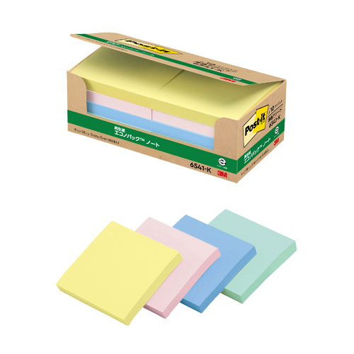 スリーエム　６５４１－Ｋ　ポストイット再生紙エコノパック　混色