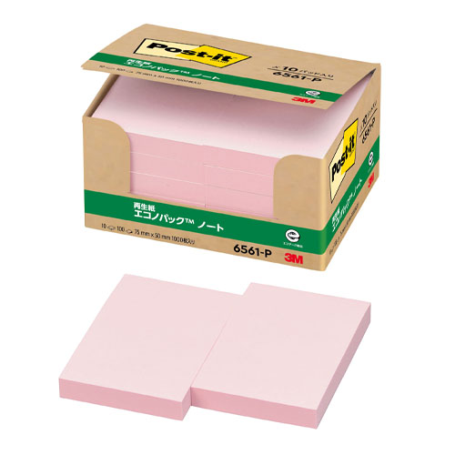 スリーエム　６５６１－Ｐ　ポストイット再生紙エコノパック　ピンク