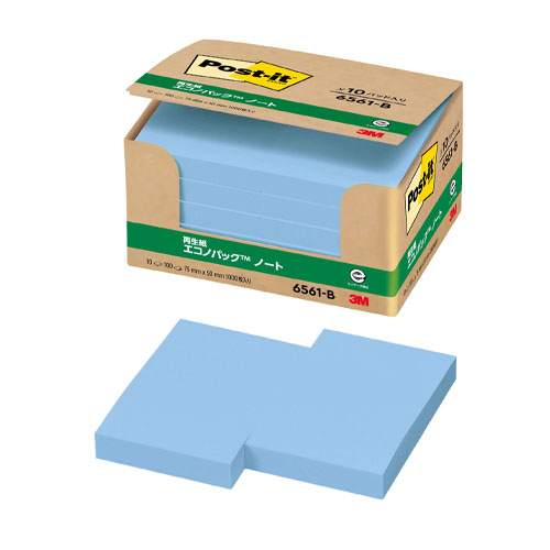 スリーエム　６５６１－Ｂ　ポストイット再生紙エコノパック　ブルー