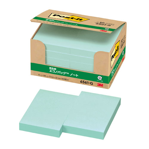 スリーエム　６５６１－Ｇ　ポストイット再生紙エコノパック　グリーン