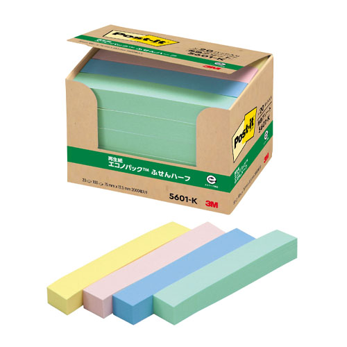 スリーエム　５６０１－Ｋ　ポストイット再生紙ふせんエコノパック混色