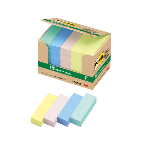 スリーエム　７００１－Ｋ　ポストイット再生紙エコノパック　混色