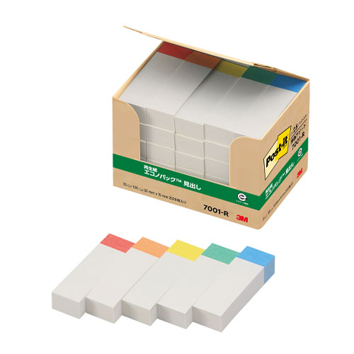 スリーエム　７００１－Ｒ　ポストイット再生紙エコノパックレインボー