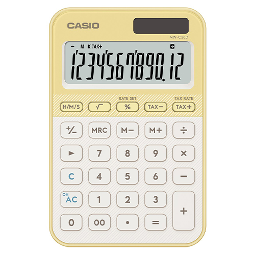カシオ　ＭＷ－Ｃ２０Ｄ－ＬＹ－Ｎ　電卓カラフルミニジャストライトイエロー
