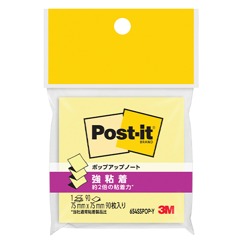 スリーエム　６５４ＳＳＰＯＰ－Ｙ　強粘着ポップアップノート　イエロー