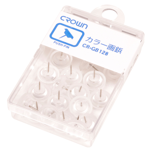 クラウン　ＣＲ－ＧＢ１２８－Ｔ　カラー画鋲　２０本　透明